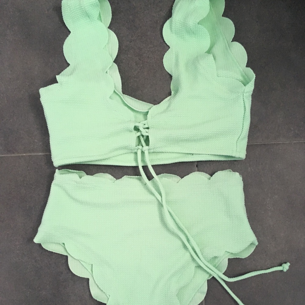 High waisted mint green bikini